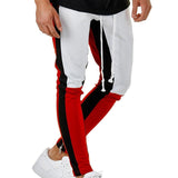 Personality Zipper Slim Track Pants Men Elastic Waist Cotton Patchwork Hip Hop Pants Men Sweatpants Pocket Jogger Pants For Male