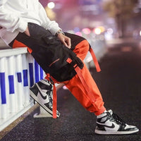 Cargo Pants Men Loose Hip hop Streetwear Joggers Korean Pocket Patchwork Harem Pants Ankle length Trousers Techwear