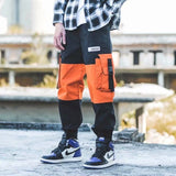 Cargo Pants Men Loose Hip hop Streetwear Joggers Korean Pocket Patchwork Harem Pants Ankle length Trousers Techwear