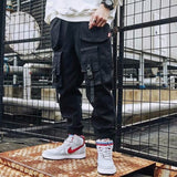 Cargo Pants Men Loose Hip hop Streetwear Joggers Korean Pocket Patchwork Harem Pants Ankle length Trousers Techwear