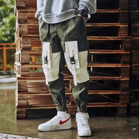 Cargo Pants Men Loose Hip hop Streetwear Joggers Korean Pocket Patchwork Harem Pants Ankle length Trousers Techwear