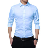New Men Long Sleeve Shirts Slim Fit Solid Business Formal Shirts for Autumn VN 68