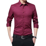 New Men Long Sleeve Shirts Slim Fit Solid Business Formal Shirts for Autumn VN 68