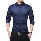 New Men Long Sleeve Shirts Slim Fit Solid Business Formal Shirts for Autumn VN 68