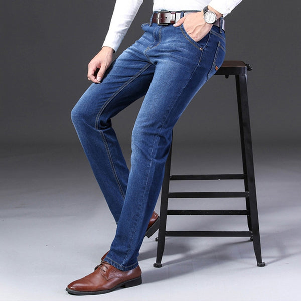 classic men's jeans slim fashion stretch wide jeans men black blue baggy jeans man's jeans TJWLKJ