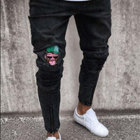 Men brand men's black trousers homme embroidery jeans Straight High Stretch Feet skinny jeans Fashion Men Casual Slim pants 2018