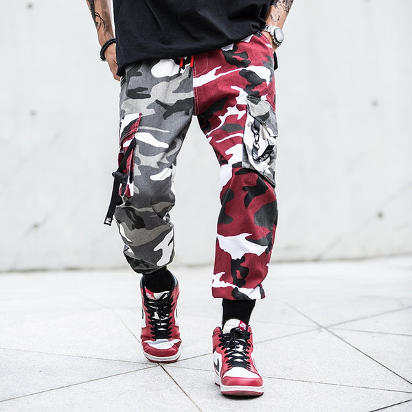 Camouflage Splice joggers pants Men Camo Streetwear Mens Cargo Pants Hip Hop Trousers Multi-pocket Cotton Military Overalls Male