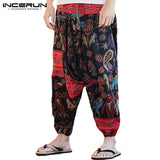 INCERUN 2019 Men Harem Pants Print Retro Drop Crotch Joggers Cotton Trousers Men Baggy Loose Nepal Style Men Casual Pants S-5XL